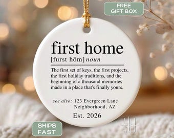 First Home Ornament Personalized, Custom First Home Christmas Ornament Housewarming Gift First Home Keepsake Ornament First Home Ornament