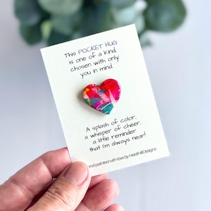 Pocket Hug Heart Keepsake Thinking of You Get Well Sending a Hug Gift Handmade Mini Art Resin Friend Encouragement Gift Tough Time Comfort