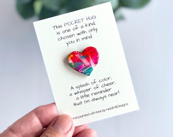 Pocket Hug Heart Keepsake Thinking of You Get Well Sending a Hug Gift Handmade Mini Art Resin Friend Encouragement Gift Tough Time Comfort