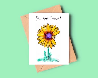 Positive Affirmation Card for Friend Hand Painted Floral Thinking Of You Gift Self Care Mental Health Support Positive Message for Daughter