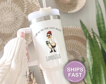 Personalized Cool Aunt Tumbler Gift From Niece Nephew Custom New Aunt Tumbler with Handle Birthday Gift For Fun Auntie Custom Travel Mug