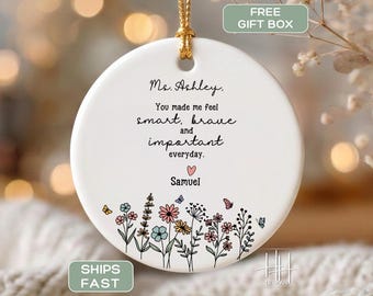 Personalized Teacher Appreciation Ornament, Custom Keepsake Ornament Thank You For Teacher From Student Gift For Teacher Para Professional