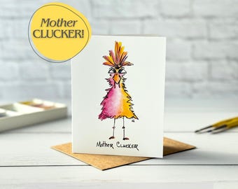 Funny Chicken Retirement Card Mother Clucker Pun Sarcastic Farm Humor Chicken Lover Gift for Coworker Friend Mom Goodbye Laugh