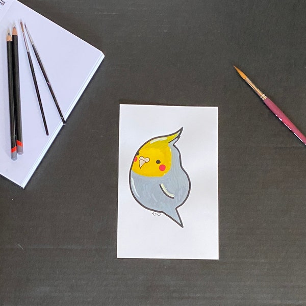 Animaux Oiseaux Mammifères marins Créature mythique | Joli croquis couleur dessiné à la main | 8,5 po. X 5,5 po.