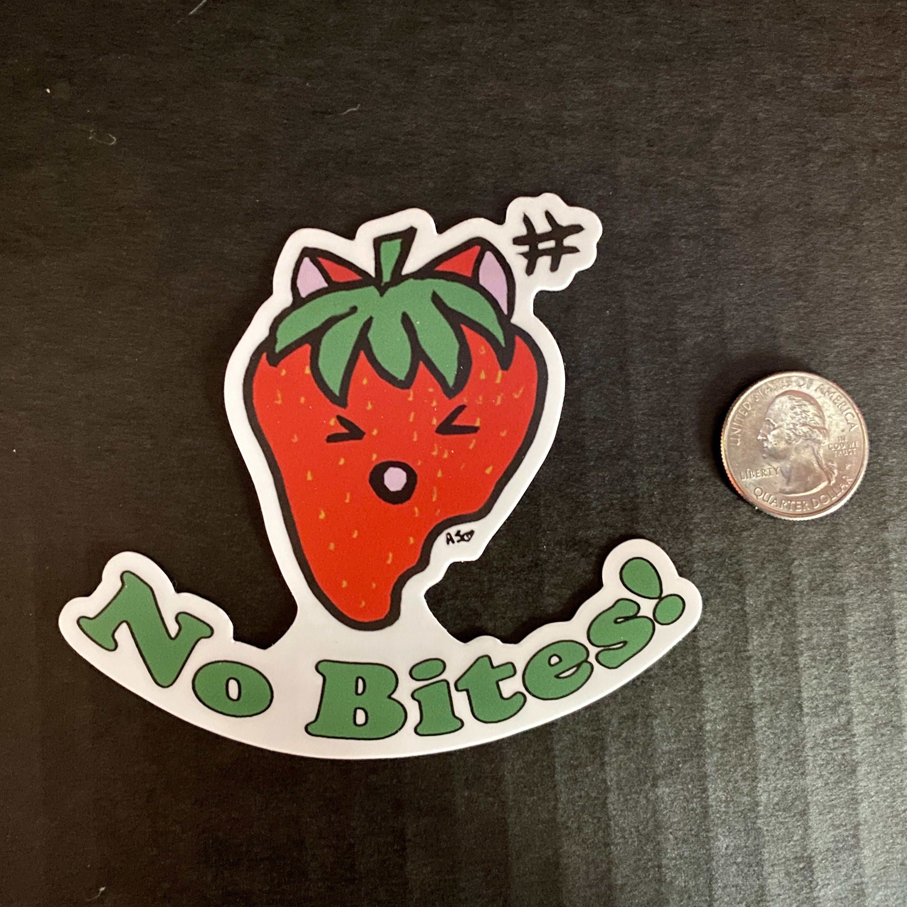 No Bites! | Strawberry Kitty | Vinyl Sticker - Etsy