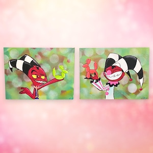OOAK Painting Inspired | Helluva Boss | Cartoon Character Portrait | Mixed Media On Stretched Canvas