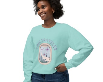 Time Traveler Unisex Lightweight Crewneck Sweatshirt- 100% COtton