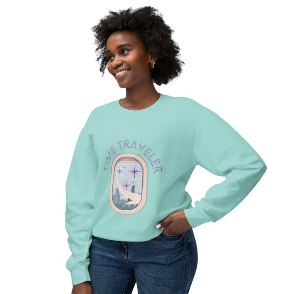 Time Traveler Unisex Lightweight Crewneck Sweatshirt- 100% COtton