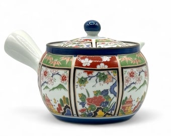 Japonés Nishiki Megumi Blanco Arita-yaki Kyusu 有田焼 - Tetera Japonesa