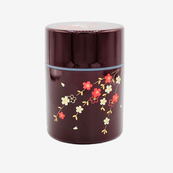 Tame Hana Red Lacquered Resin Tea Canister Container - Japanese Chazutsu - Inoue Tea