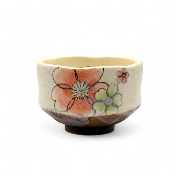 Japanese Akira Hana Beige Mino-yaki Handcrafted Matcha Chawan 美濃焼  Japanese Mini Matcha Bowl
