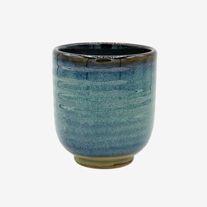 Japanese Handcrafted Ash Oribe Blue Yunomi - Japanese Teacup - Inoue Tea