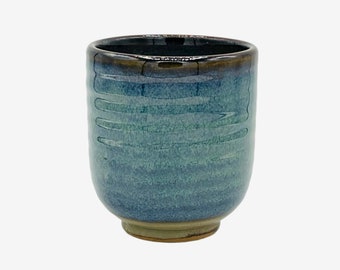 Japanese Handcrafted Ash Oribe Blue Yunomi - Japanese Teacup - Inoue Tea