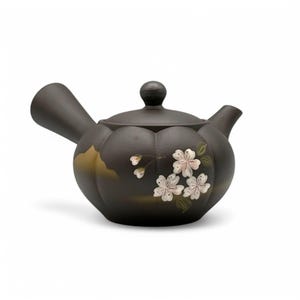 Fusensaku Kiku Sakura Black Tokoname-yaki Kyusu 常滑焼 - Japanese Teapot