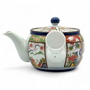Japanese Nishiki Megumi White Arita-yaki Kyusu - Japanese Teapot
