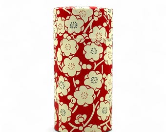 Lata de té japonesa Sakura roja envuelta en papel washi - Chazutsu japonés