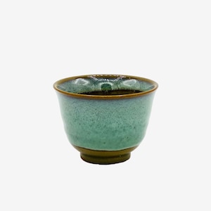 Japanese Handcrafted Kin Kama Green Yunomi - Japanese Teacup - Inoue Tea