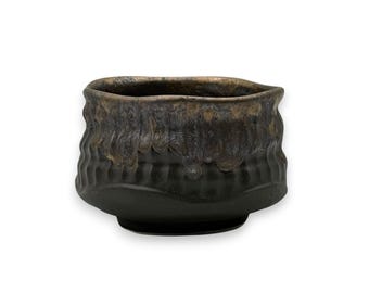 Mangantataki Kin Black Mino-yaki Chawan - Mini cuenco japonés Matcha