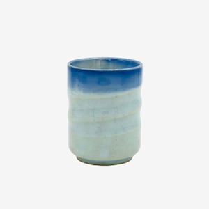 Japanese Handcrafted Aobuchi Blue Yunomi - Japanese Teacup - Inoue Tea