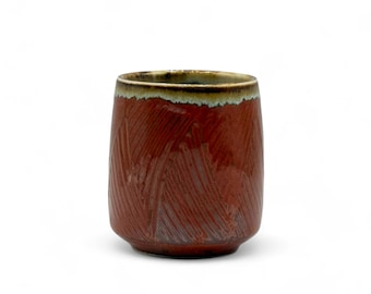 Japanese Shun Nagashi Red Mino-yaki Handcrafted Yunomi 美濃焼 - Japanese Teacup