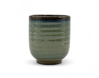 Japanese Ash Oribe Blue Mino-yaki Yunomi 美濃焼 - Japanese Teacup