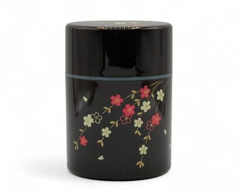 Recipiente para té de resina lacada en marrón Tame Flower Hana - Chazutsu japonés