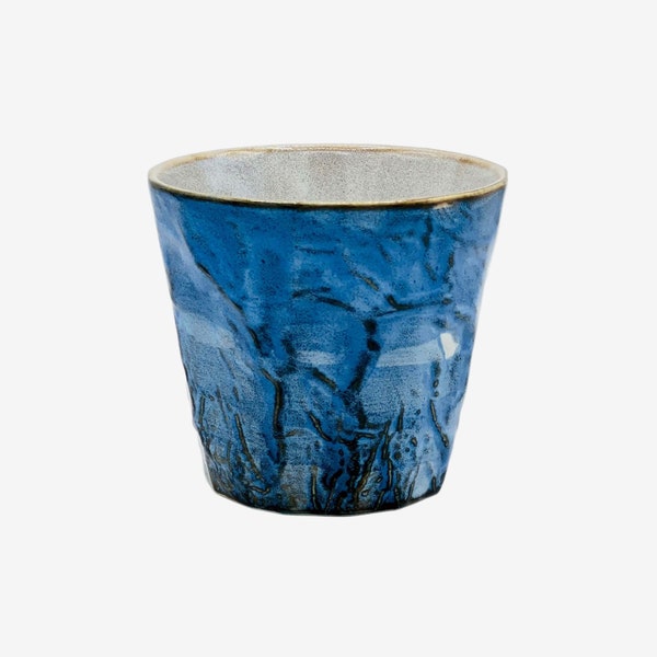 Japanese Handcrafted Gosu Rock Blue Yunomi - Japanese Teacup - Inoue Tea