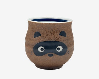 Japanese Handcrafted Tanuki Brown Yunomi - Japanese Teacup - Inoue Tea