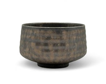 Japonés Kinkessho Bronce Mino-yaki Matcha Chawan hecho a mano 美濃焼 - Cuenco Matcha japonés