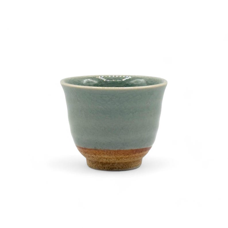 Japanese Handcrafted Seiji Celadon Green Sencha Teacup - Thumbnail 4