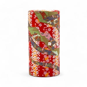 Oiwai Red Washi Papier eingewickelter Metallteekanister Zinnbehälter - japanischer Chazutsu - Inoue-Tee