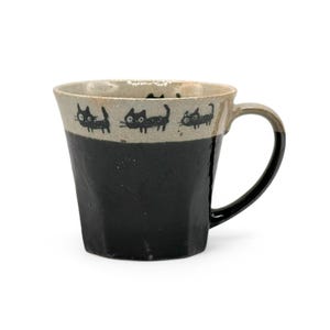 Japanese Handcrafted Kanejin Black Cat Mug カネ仁作 - Japanese Tea Mug - Inoue Tea