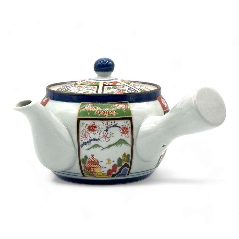 Japanese Nishiki Megumi White Arita-yaki Kyusu - Japanese Teapot