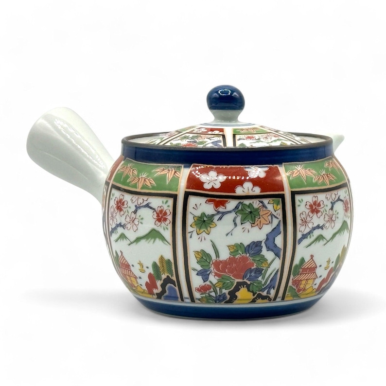 Japanese Nishiki Megumi White Arita-yaki Kyusu - Japanese Teapot