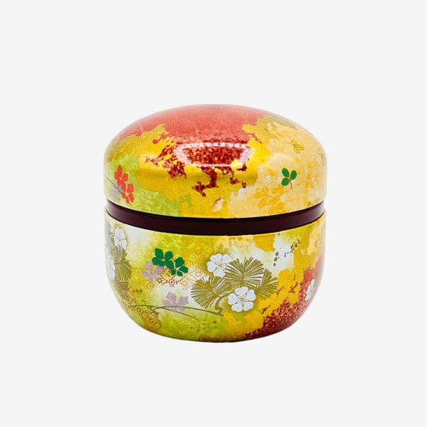 Natsu Flower Metal Tea Canister Tin Container - Japanese Chazutsu - Inoue Tea