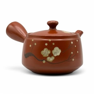 Japanese Fusensaku Hakubai White Blossom Red Tokoname-yaki Kyusu 常滑焼 - Japanese Teapot