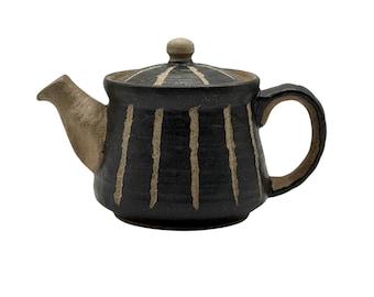 Hori Tokusa Black Mino-yaki Hiroi Kyusu - Japanese Teapot