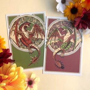 Impresiones de postales de Rathalos y Rathian