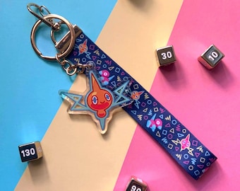 Retro Arcade Ghost Acrylic Charm with Lanyard