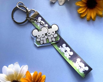 Mouse Family Acrylic Charm with Lanyard