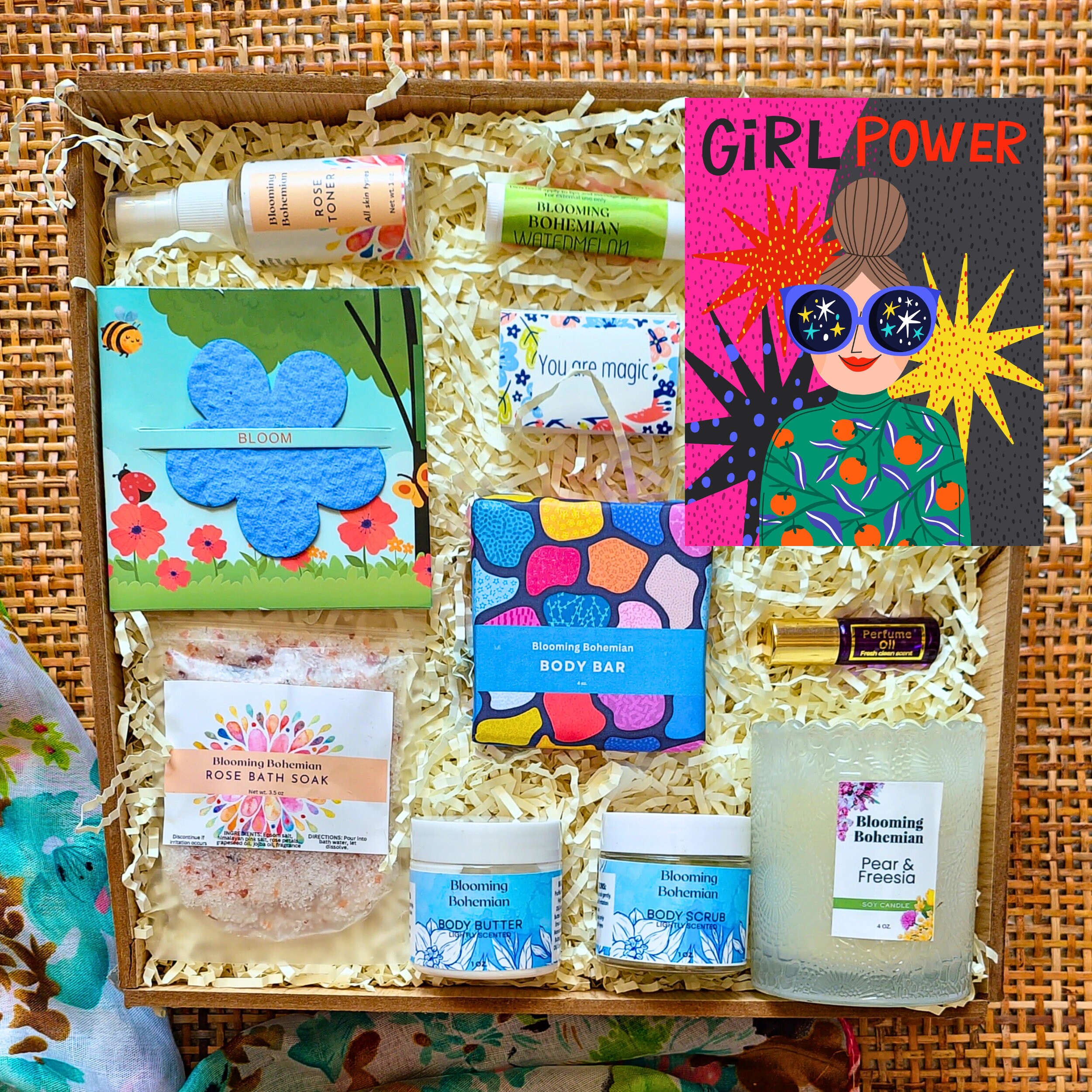 Girl Power Gift Set, Bohemian Spa Box, Handmade Care Package, Spa Gift ...