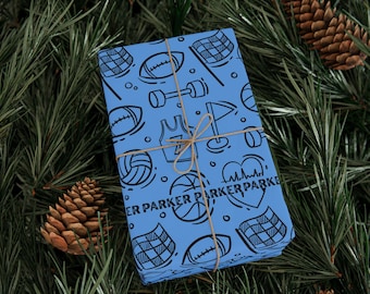 personalized Sports-Themed Wrapping Paper, Gift Wrap for Sports Lovers, Birthday and Holiday Gift Wrap, Personalized Gift, christmas wrap