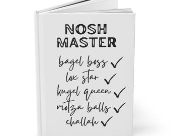 Jewish Hardcover Journal. Funny Nosh Master book. Perfect Gift for Chanukkah, passover, Shabbat, Jewish gift, Bat mitzvah. White elephant