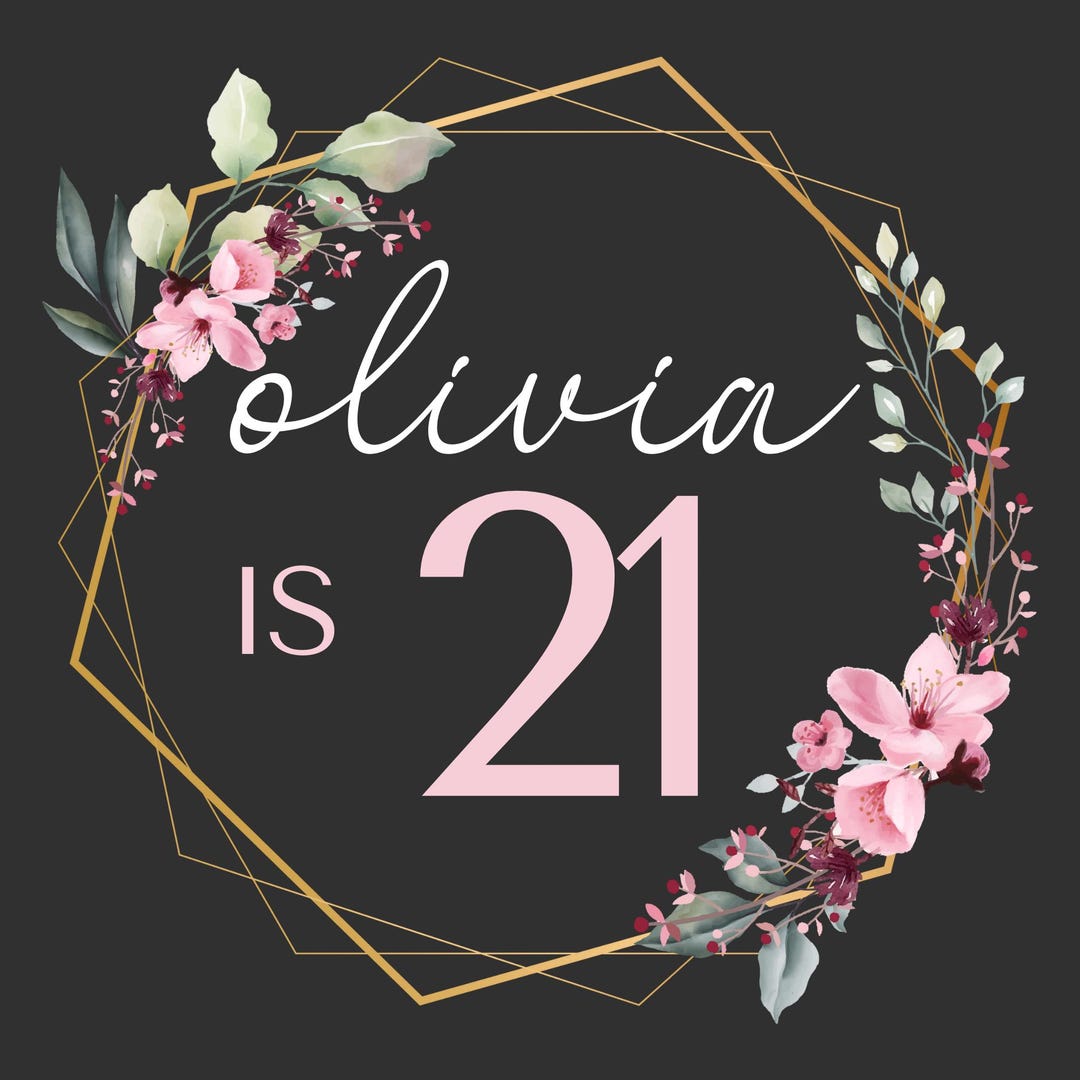 Personalized 21st Birthday Party Sign, Floral Decor (digital Download ...