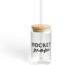 Hockey Mom Glastasse. 16 Unzen - Perfektes Geschenk für Hockey-Enthusiasten, Hockey-Mama-Trinkgefäße, Glaswasserflasche, Hockey-Mama Geschenk.
