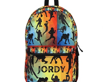 Lebendige Fußball Sport Rucksack, Athleten Geschenk, Sport Workout Tasche, zurück in die Schule. Personalisiertes Kind, Fußball Geschenk, Tasche, Schlafsack.