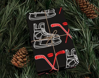 Hockey-Themed Wrapping Paper for Sports Lovers, Gift Wrap, Birthday, Christmas, Kid's Party, Holiday Packaging, Unique Gift