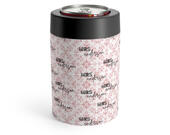 Personalized Mrs. Can Holder Coozie.  Custom Drink Sleeve for Weddings, Bridal Showers, Engagements, Gifts, Party Favors