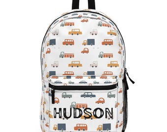 Personalisierte niedliche Autos personalisierte Rucksack für Kinder, Kleinkind-Tasche, Schulrucksack, benutzerdefinierte Namenstasche, lustige Reiseausrüstung