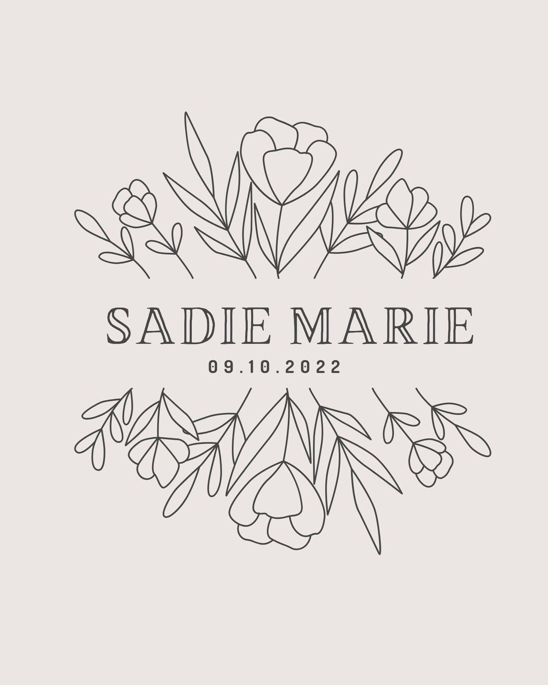 Personalized Name Flower Art. Baby Decor. Child's Room. Girl Decor